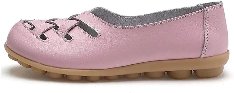 Women's Cowhide Leather Loafers Flats Sandals Slip-On
