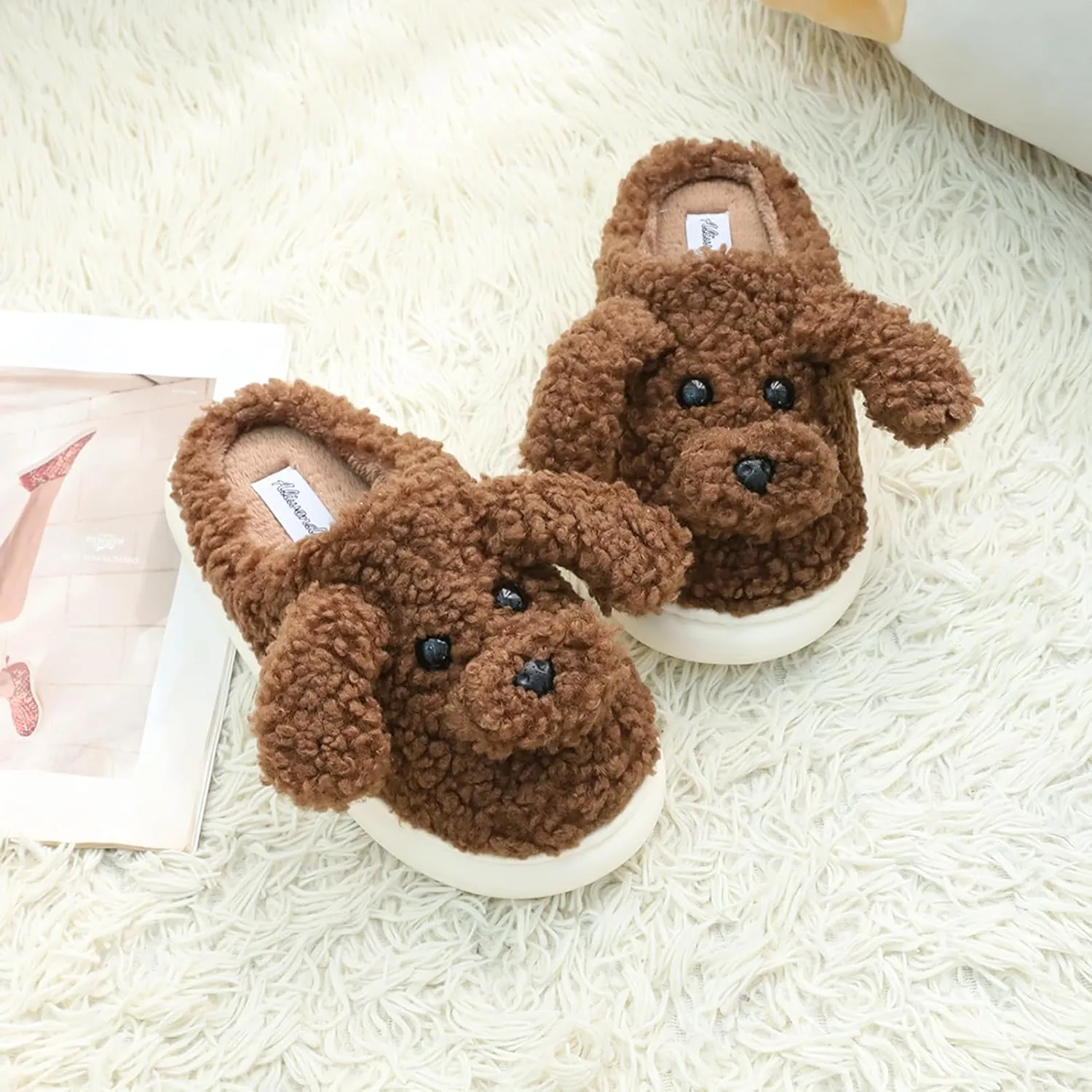Women's Cute Animal Slippers - Warm Memory Foam Soft Fleece Plush House Slippers for Indoor & Outdoor