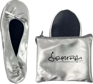 Women's Foldable Flats, Portable Ballet Flat Roll Up Slipper Shoes with Travel Pouch Bag for Ballerina Wedding