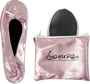 Women's Foldable Flats, Portable Ballet Flat Roll Up Slipper Shoes with Travel Pouch Bag for Ballerina Wedding