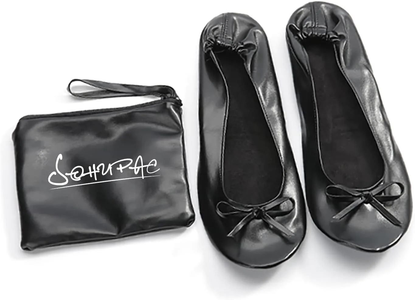 Women's Foldable Flats, Portable Ballet Flat Roll Up Slipper Shoes with Travel Pouch Bag for Ballerina Wedding
