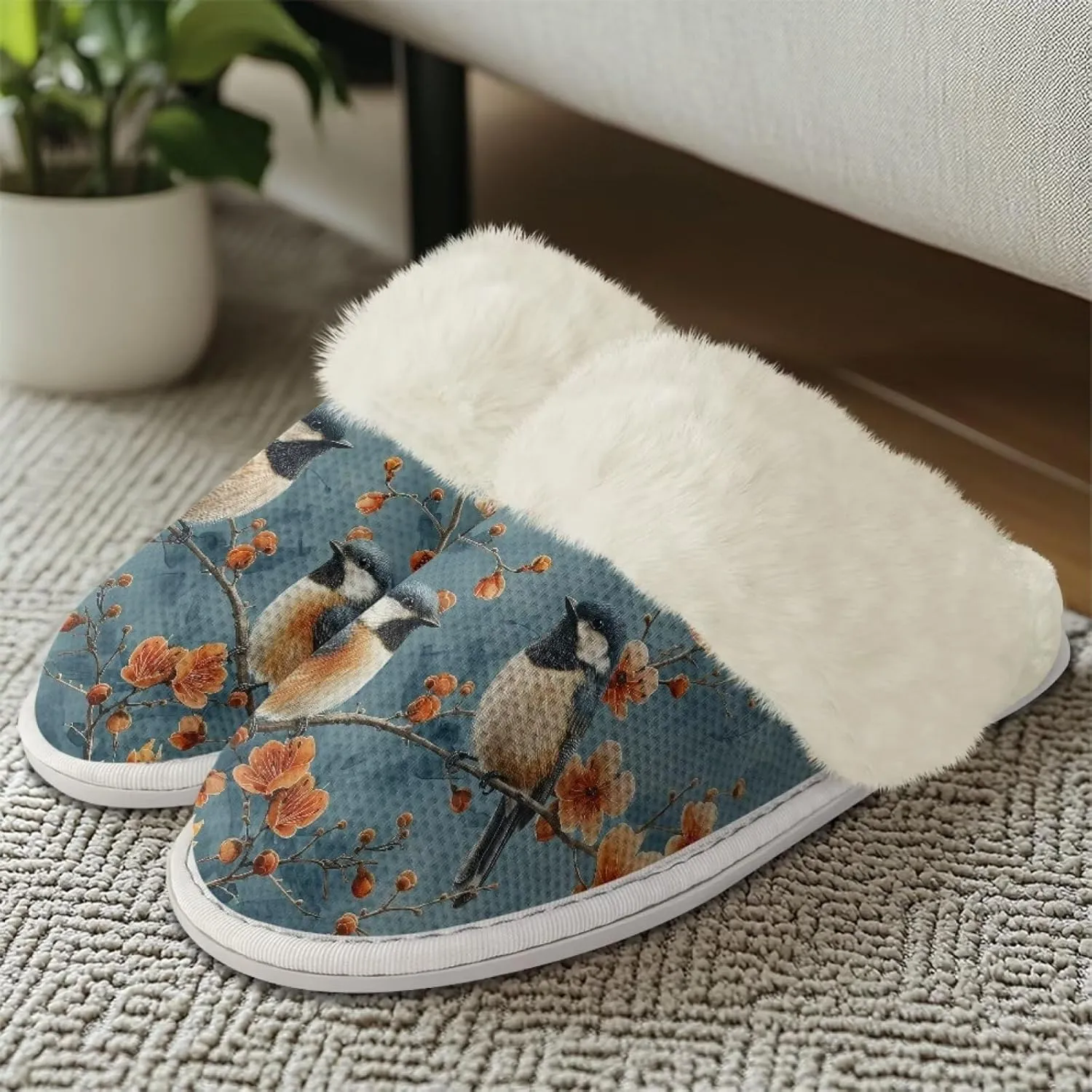 Women's Fuzzy Slip-on Slippers Cozy Lightweight House Slippers Non Slip Home Slippers Warm Winter Indoor Bedroom Slippers