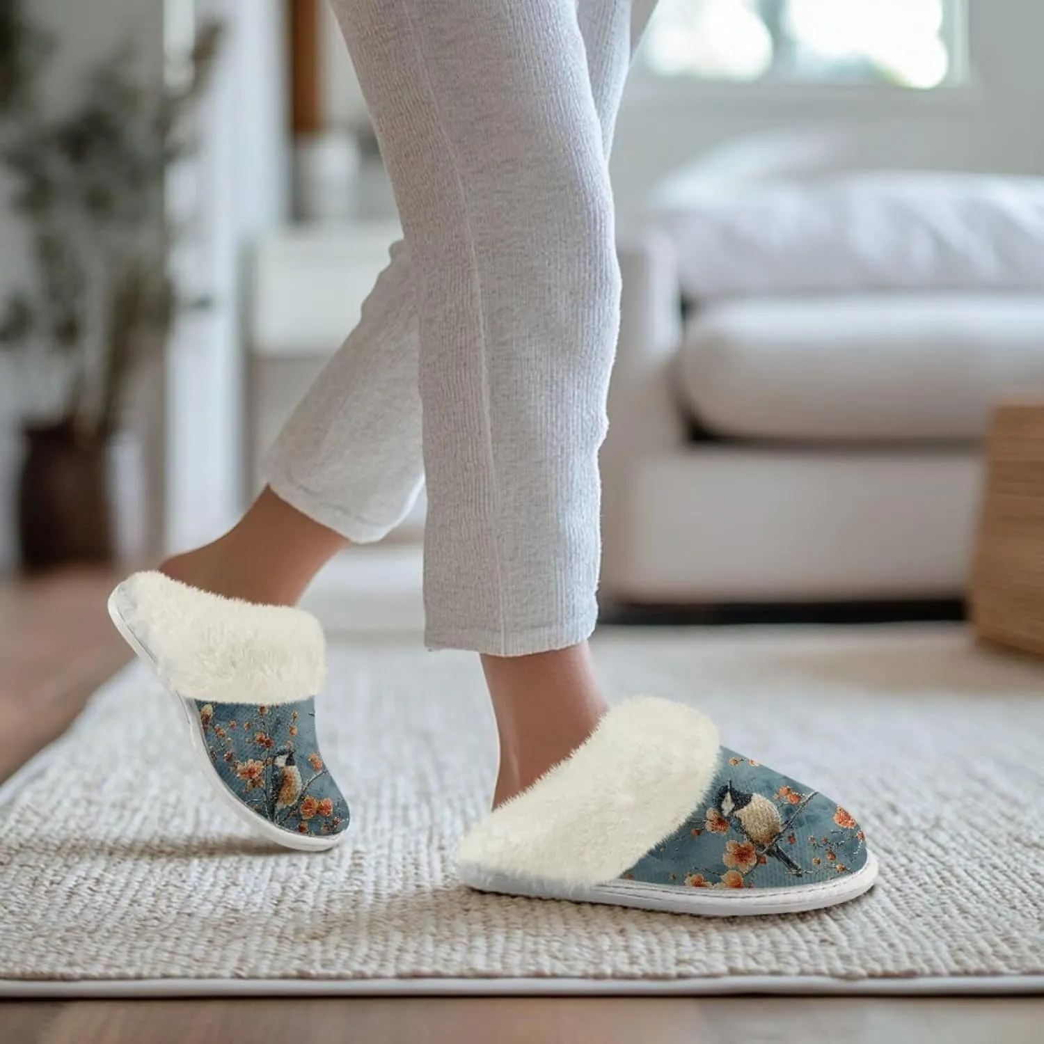 Women's Fuzzy Slip-on Slippers Cozy Lightweight House Slippers Non Slip Home Slippers Warm Winter Indoor Bedroom Slippers