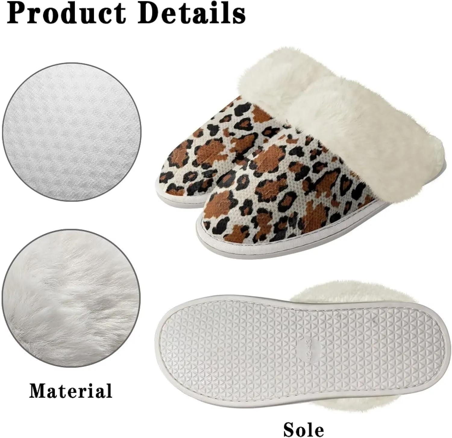 Women's Fuzzy Slippers Casual Slip On Soft Plush House Shoes with Non Skid Sole Comfortable Cotton Slipper Indoor Use for Spa Bath