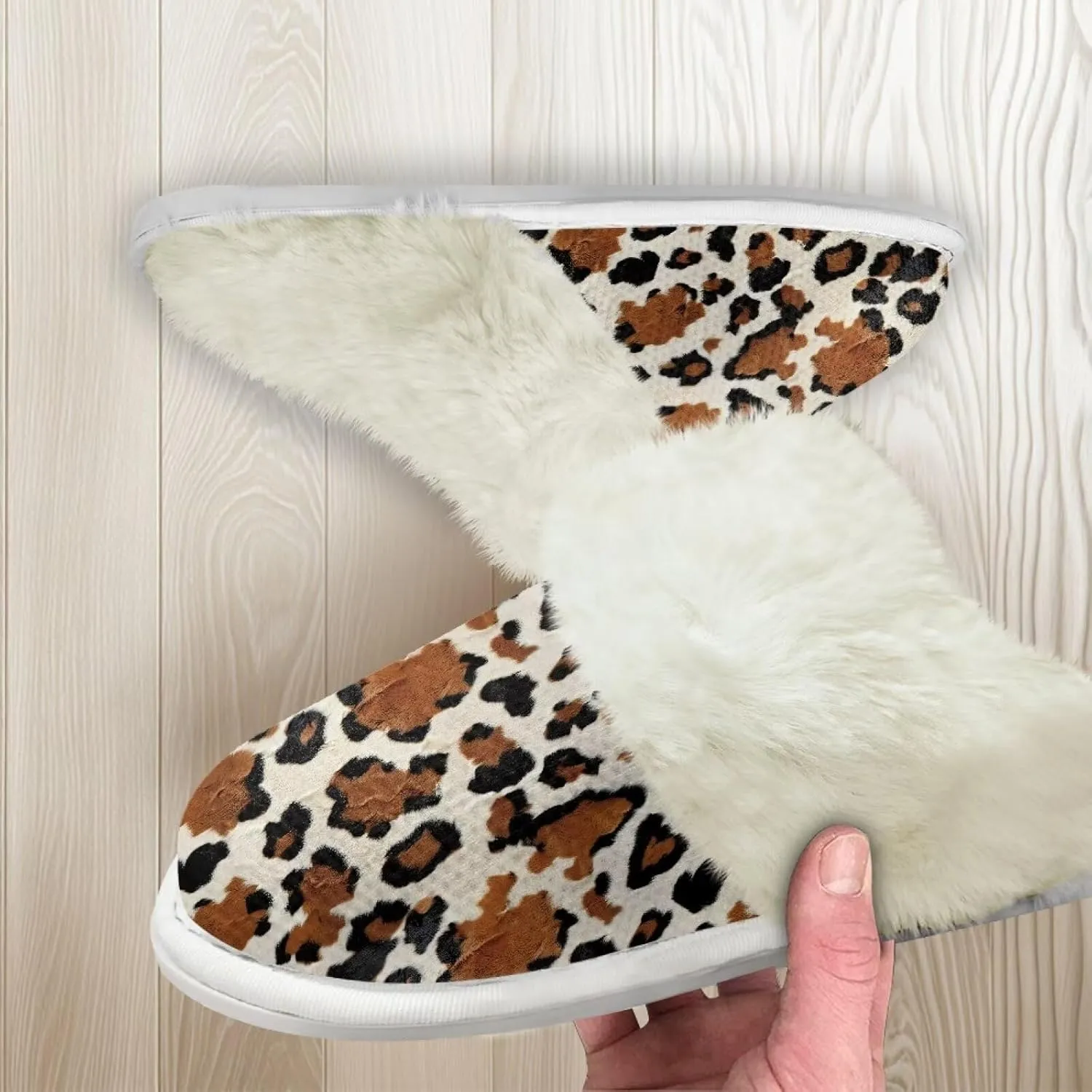 Women's Fuzzy Slippers Casual Slip On Soft Plush House Shoes with Non Skid Sole Comfortable Cotton Slipper Indoor Use for Spa Bath