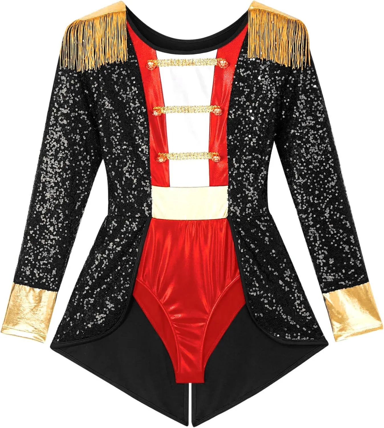 Women's Greatest Ringmaster Halloween Costumes Tailcoat Bodysuit Circus Lion Trainer Outfits