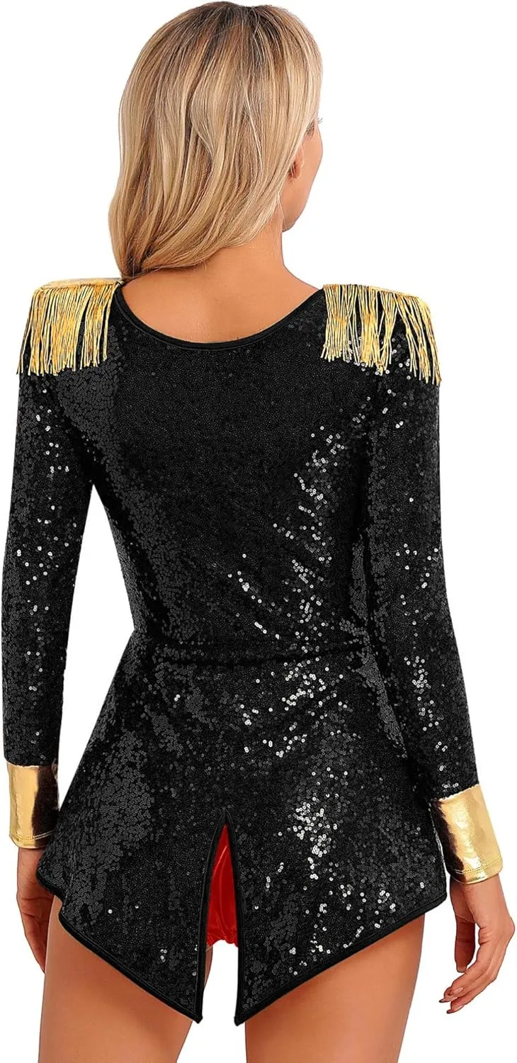 Women's Greatest Ringmaster Halloween Costumes Tailcoat Bodysuit Circus Lion Trainer Outfits