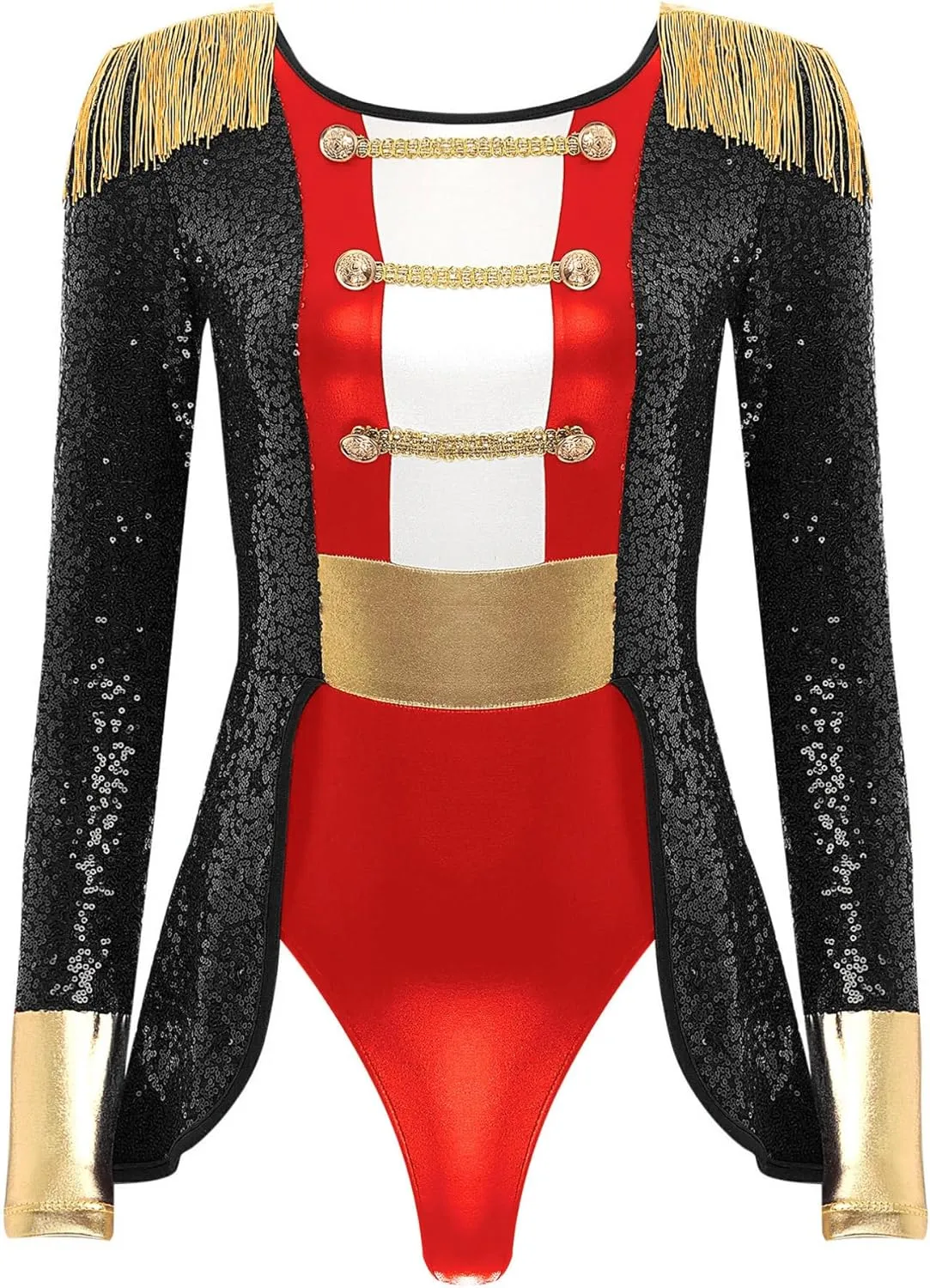 Women's Greatest Ringmaster Halloween Costumes Tailcoat Bodysuit Circus Lion Trainer Outfits