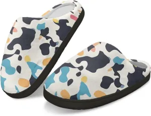 Womens Hawaii Cozy&Warm Printed Slipper with Halloween Cow Spot Grippers Cozy and Fun House Slippers for Women