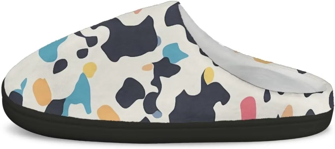 Womens Hawaii Cozy&Warm Printed Slipper with Halloween Cow Spot Grippers Cozy and Fun House Slippers for Women
