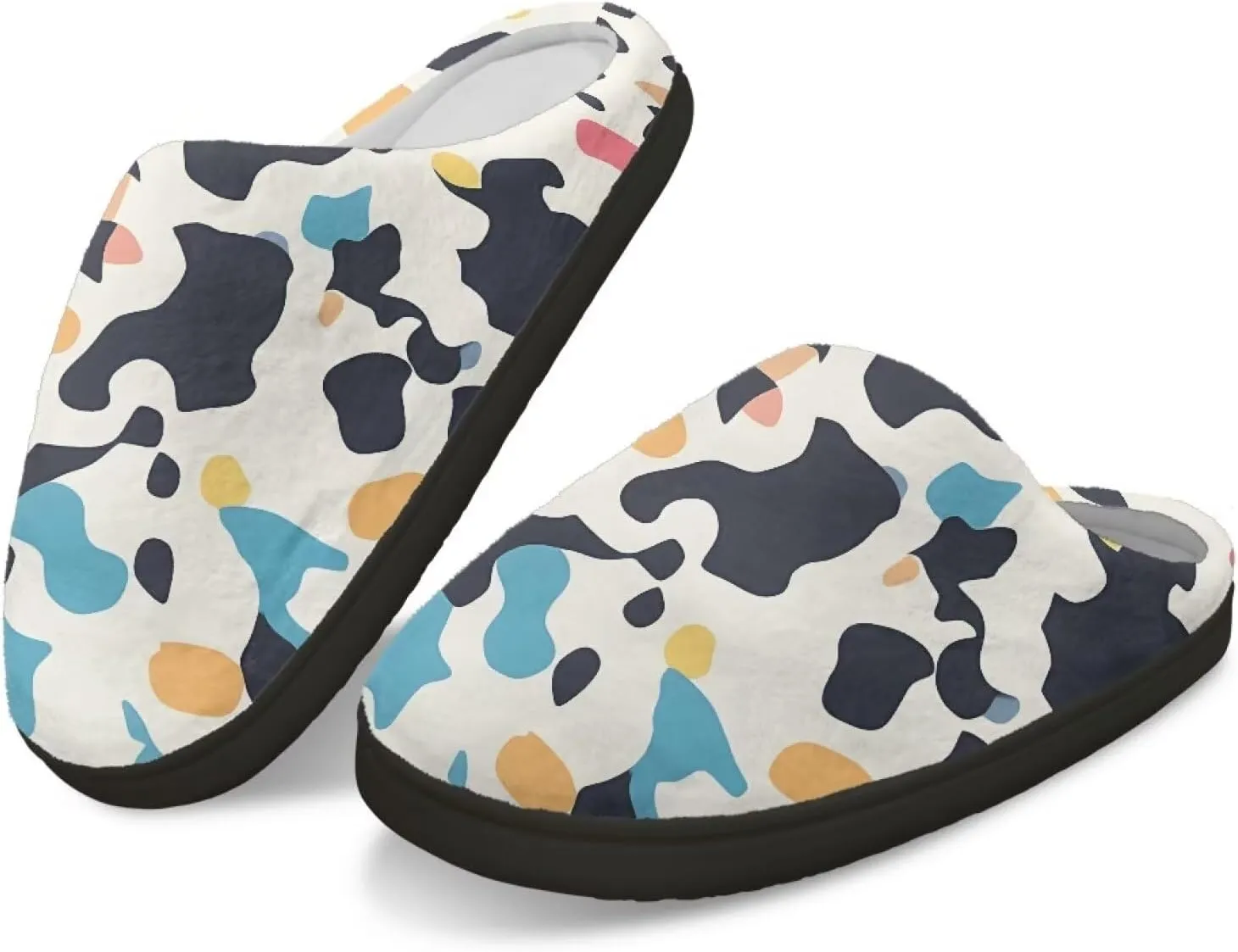 Womens Hawaii Cozy&Warm Printed Slipper with Halloween Cow Spot Grippers Cozy and Fun House Slippers for Women