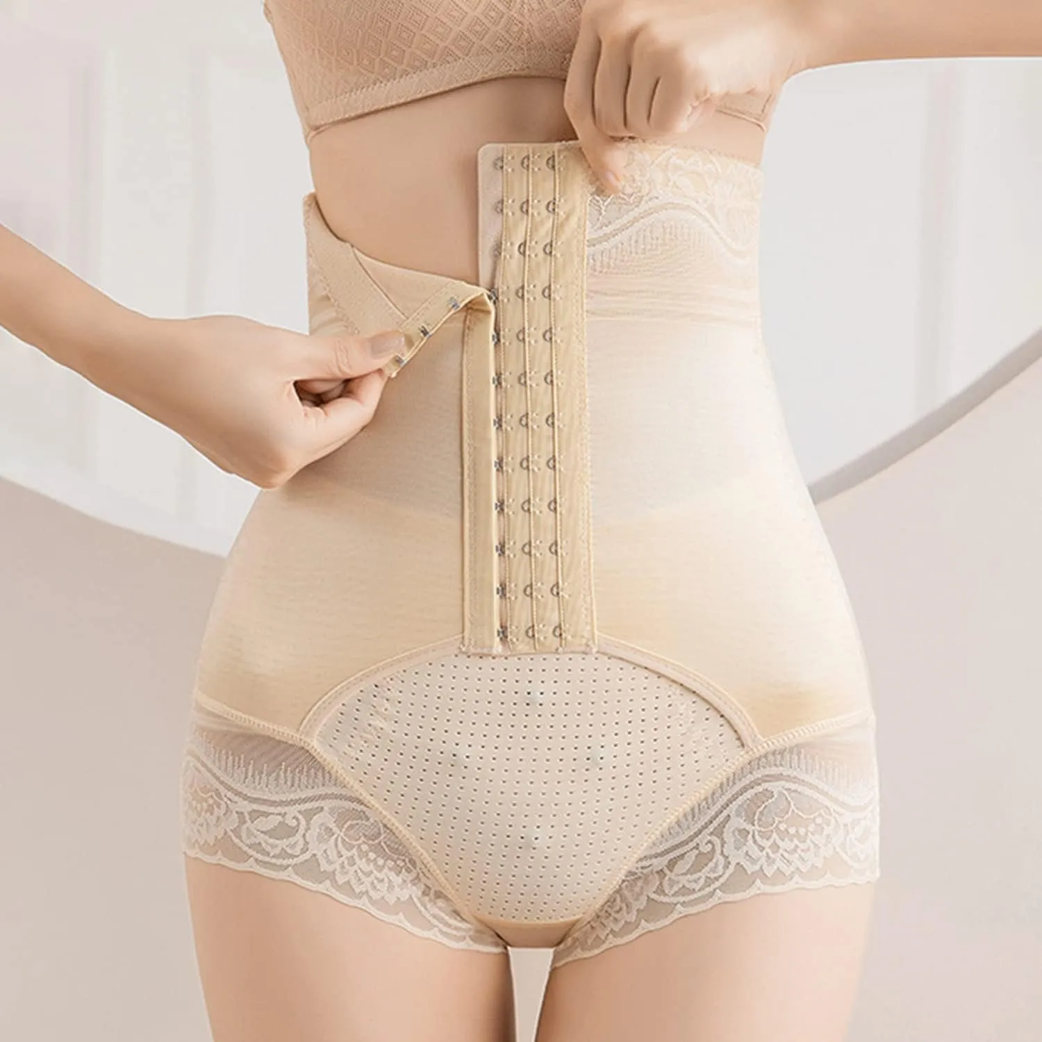 Women's High Waist Trainer Firm Compression Tummy Control Waist Trimmer Butt Lifter Shapewear Shorts Built-in Panties