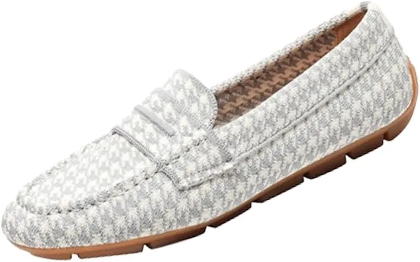 Women’s Lightweight Knit Loafers Driving Loafer, Slip On Flat Boat Shoes Flat Bottom Breathable Loafer Shoes