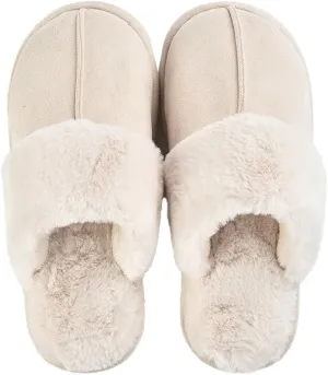 Women's Mens Cute Fuzzy Memory Foam Slippers Fluffy Winter Warm House Shoes Anti-Slip Bedroom Slides Indoor Outdoor with Pompom
