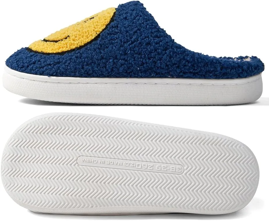 Women's Men's Retro Face Slippers Comfy Warm Plush Slip-On House Slipper for Winter Indoor Soft Cushion Non-slip Fluffy Slides Slippers
