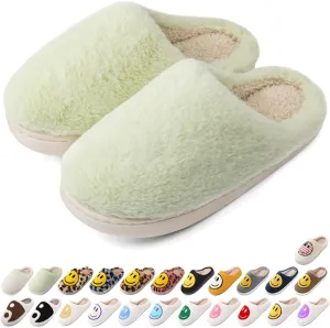 Women's Men's Retro Preppy Happy Face Slippers Comfy Warm Plush Slip-On House Slipper for Winter Indoor Soft Cushion Non-slip Fluffy Slides Slippers