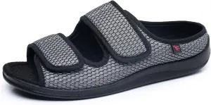 Womens Mens Slippers Wide Diabetic Shoes Unisex Adjustable Slippers Open Toe Mesh Sandals Lightweight House Footwear