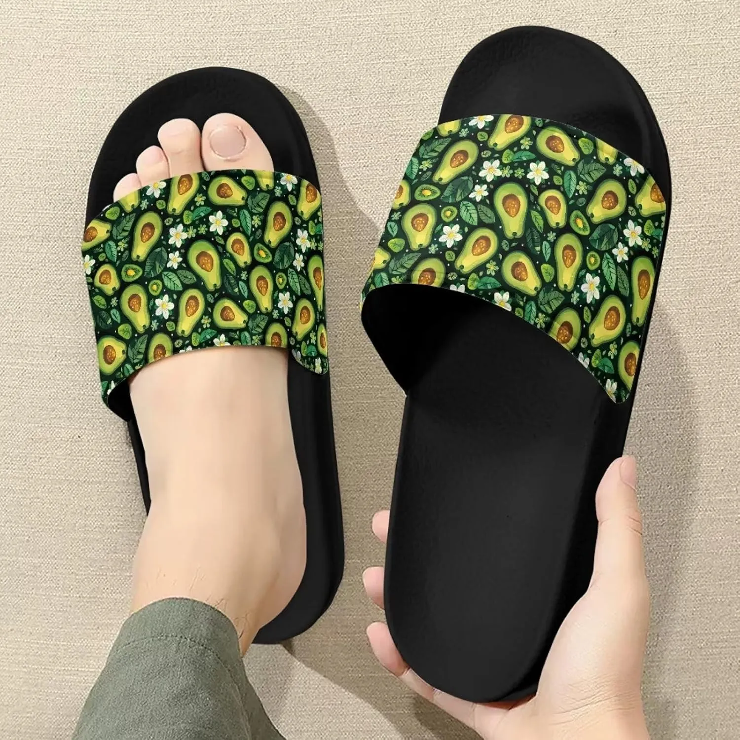 Women's Novelty Slides Sandals Casual Soft Sole Open Toe Non-Slip Single Band Slides Sandals