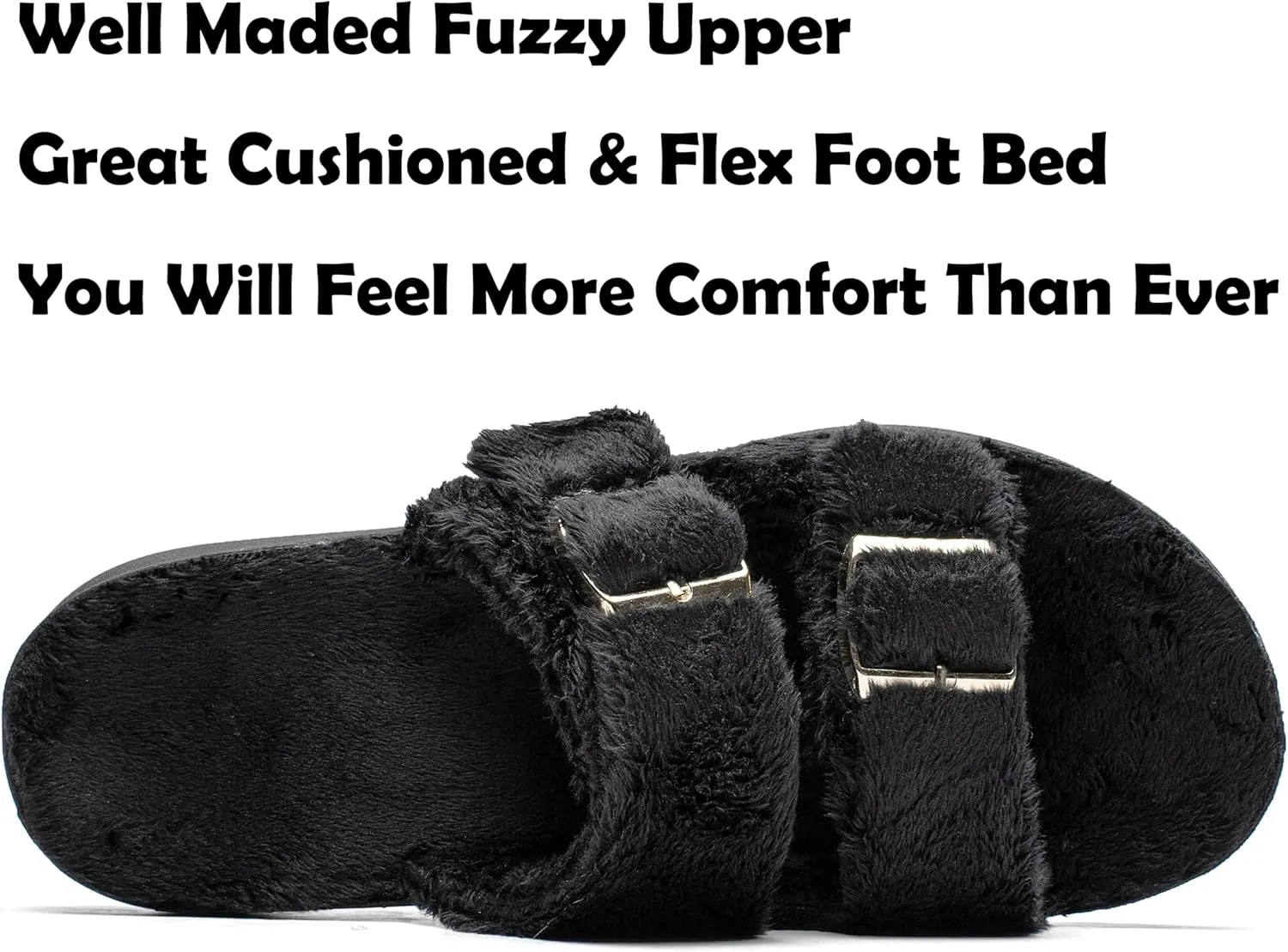 Women's Orthotic Slippers With Arch Support Adjustable Velcro Straps Heel Cup Slides Ultra Comford Cushioned Fuzzy House Slippers