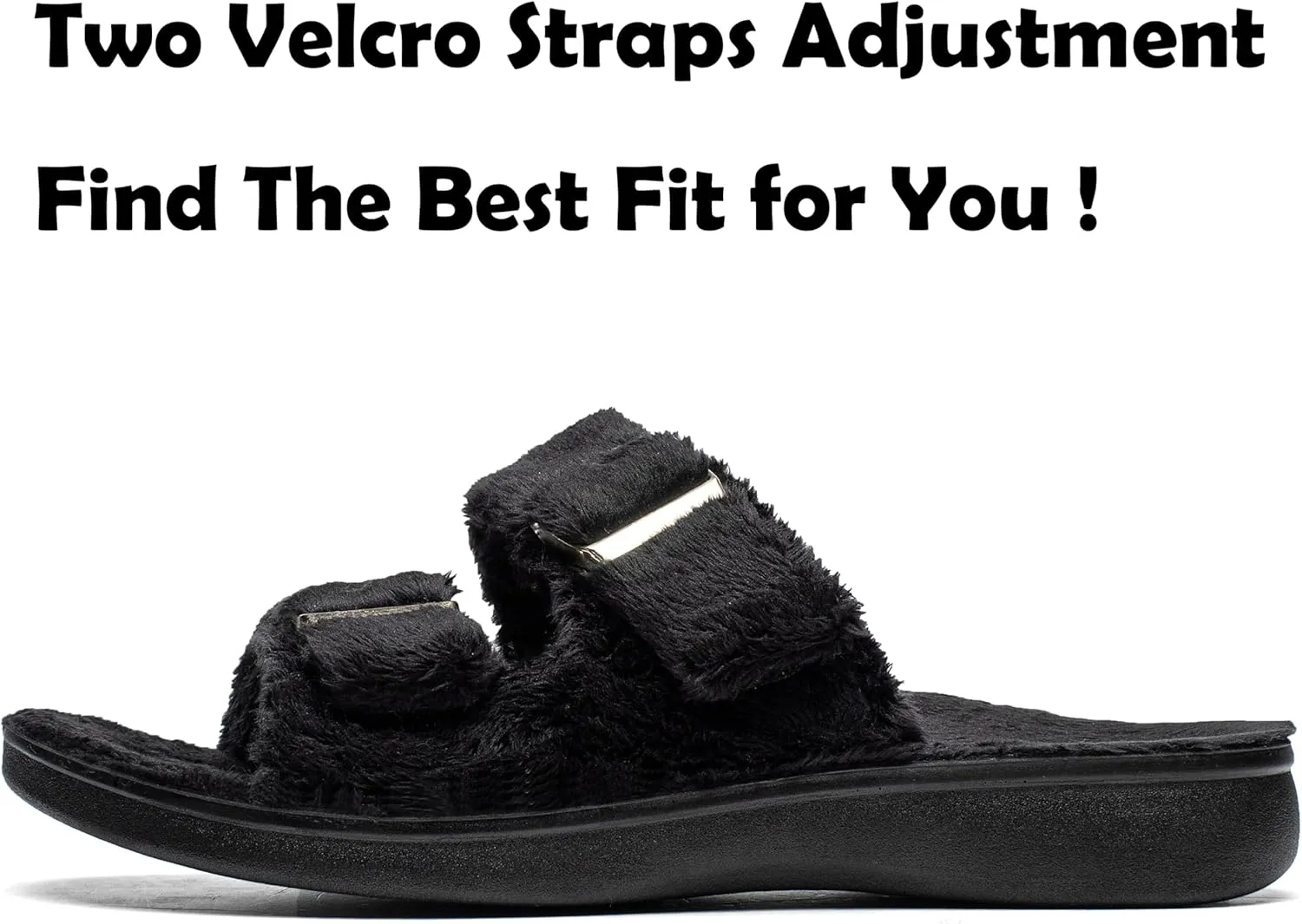 Women's Orthotic Slippers With Arch Support Adjustable Velcro Straps Heel Cup Slides Ultra Comford Cushioned Fuzzy House Slippers