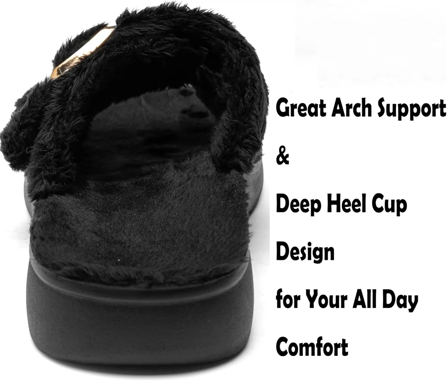 Women's Orthotic Slippers With Arch Support Adjustable Velcro Straps Heel Cup Slides Ultra Comford Cushioned Fuzzy House Slippers