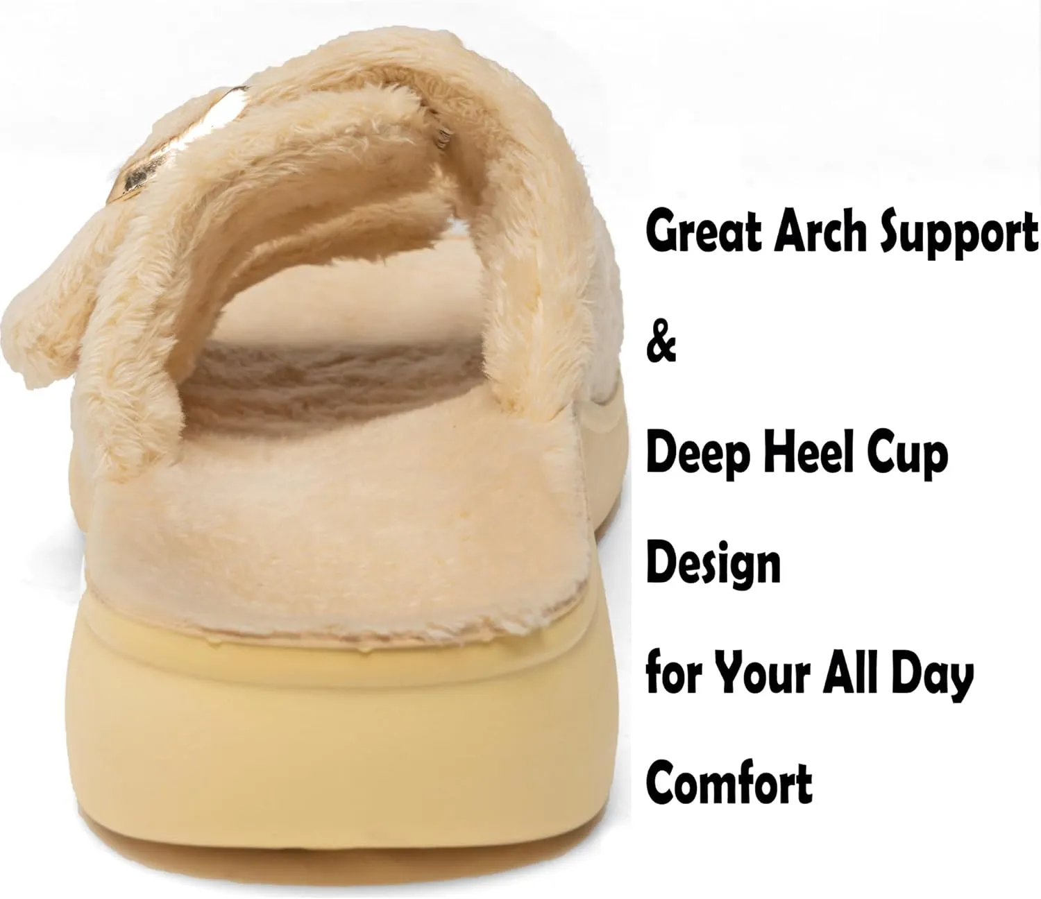 Women's Orthotic Slippers With Arch Support Adjustable Velcro Straps Heel Cup Slides Ultra Comford Cushioned Fuzzy House Slippers