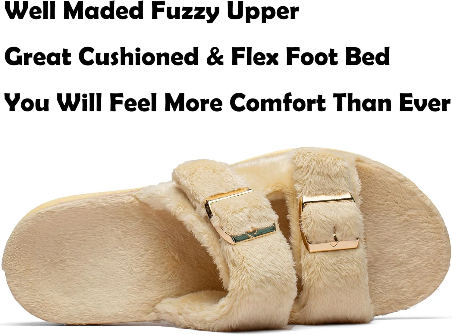 Women's Orthotic Slippers With Arch Support Adjustable Velcro Straps Heel Cup Slides Ultra Comford Cushioned Fuzzy House Slippers
