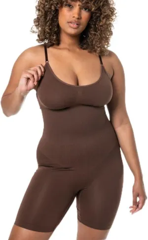 Women's Seamless Tummy Control Waist Trainer Bodysuit - Full-Body Sculpting Shapewear with Round Neck