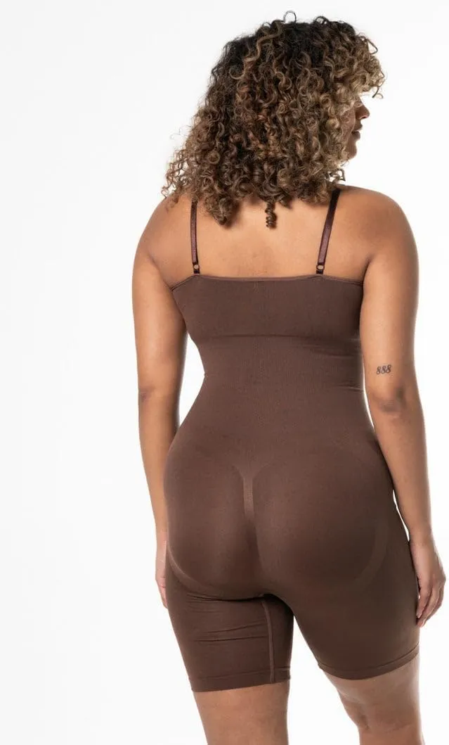 Women's Seamless Tummy Control Waist Trainer Bodysuit - Full-Body Sculpting Shapewear with Round Neck