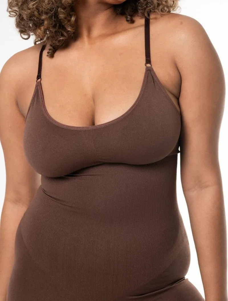 Women's Seamless Tummy Control Waist Trainer Bodysuit - Full-Body Sculpting Shapewear with Round Neck