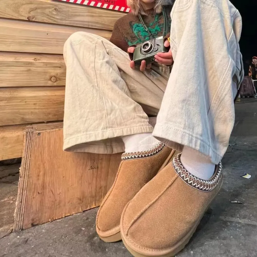 Women's Slippers Platform Mini Boots Short Ankle Anti-Slip Boot Fur Fleece Lined Sneakers House slippers Boot For Outdoor