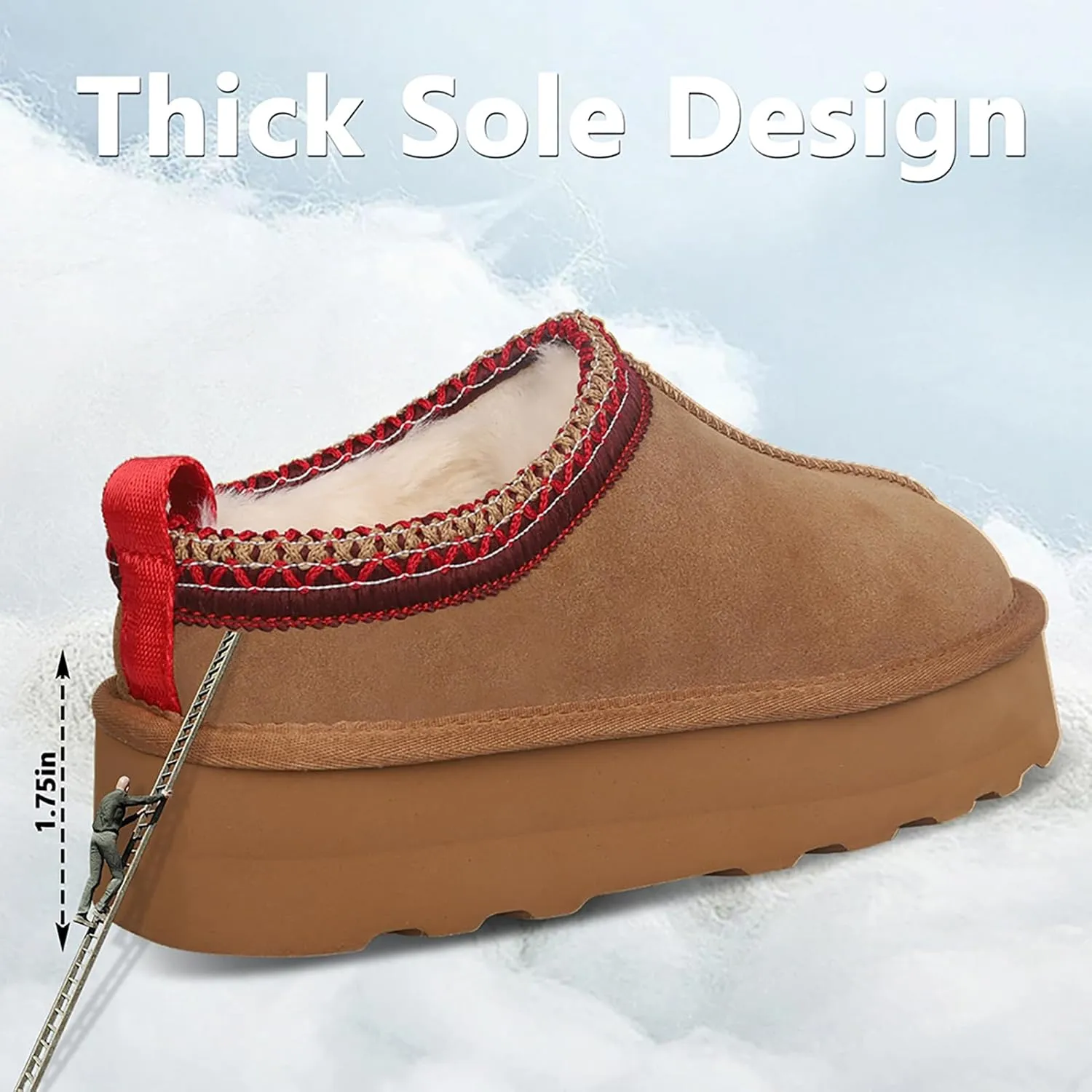 Women's Slippers Platform Mini Boots Short Ankle Boot Fur Fleece Lined Sneakers House slippers Anti-Slip Boot For Outdoor