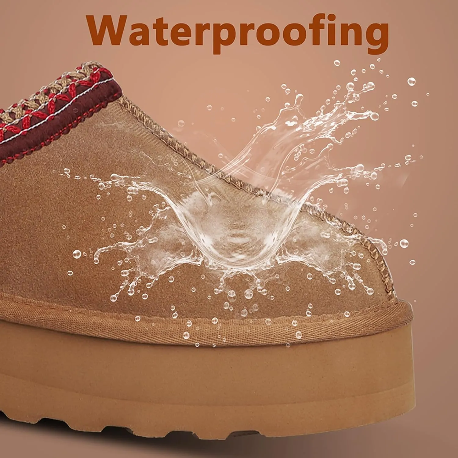 Women's Slippers Platform Mini Boots Short Ankle Boot Fur Fleece Lined Sneakers House slippers Anti-Slip Boot For Outdoor