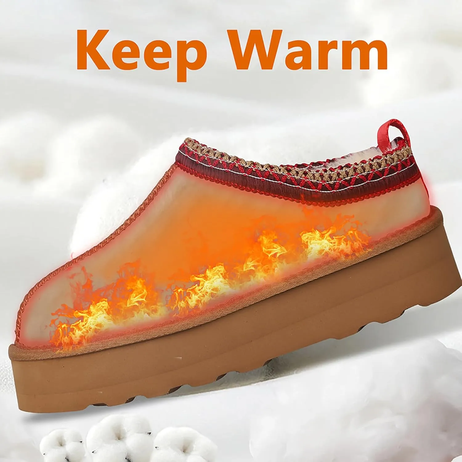 Women's Slippers Platform Mini Boots Short Ankle Boot Fur Fleece Lined Sneakers House slippers Anti-Slip Boot For Outdoor
