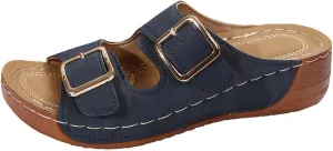 Womens Summer Sandals with Arch Support, Slip on Slides Comfortable Beach Sandal Adjustable Buckle