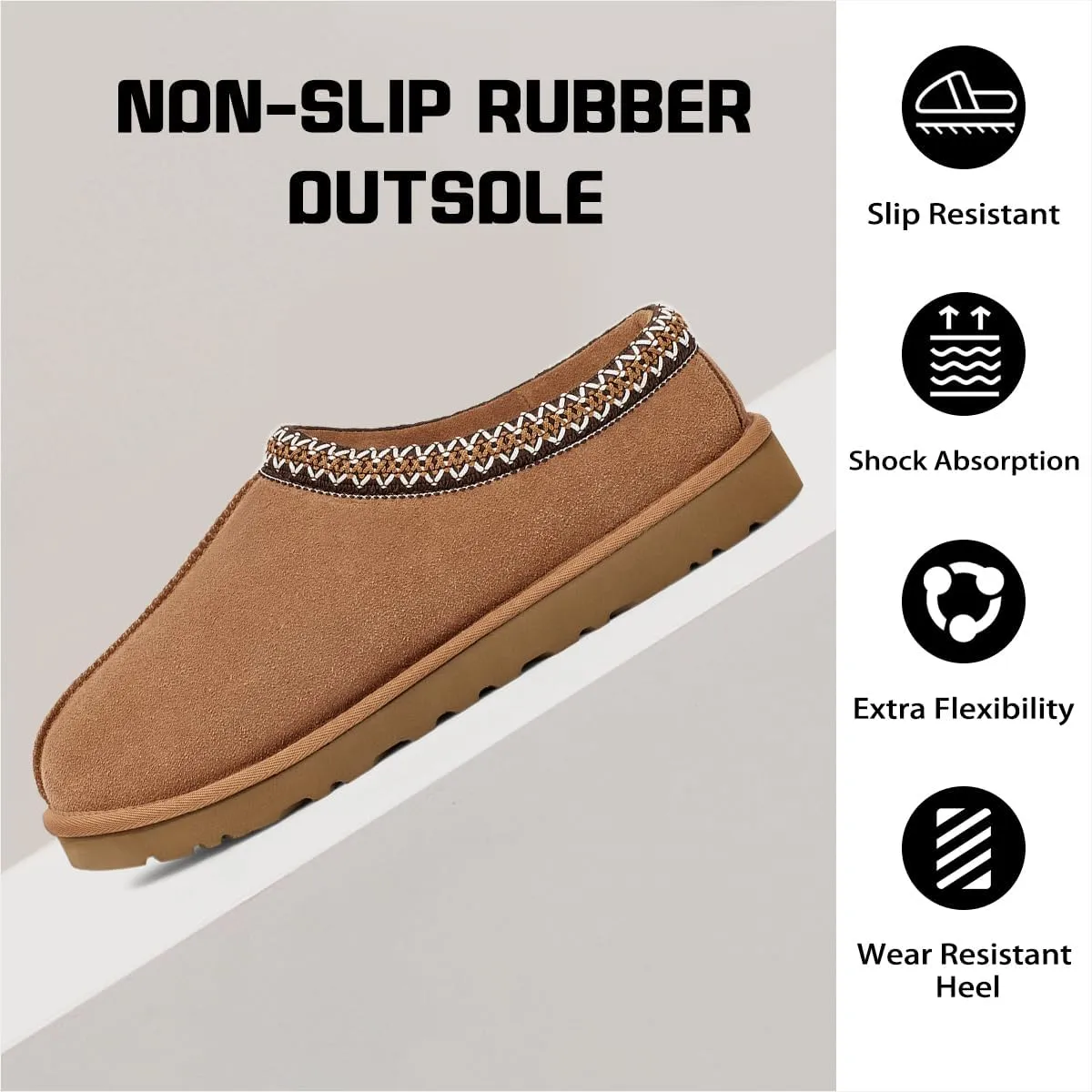 Women's Tasman Thin Platform Mini Boots Slippers Short Ankle Anti-Slip Boot Fur Fleece Lined Shoes for Indoor Outdoor
