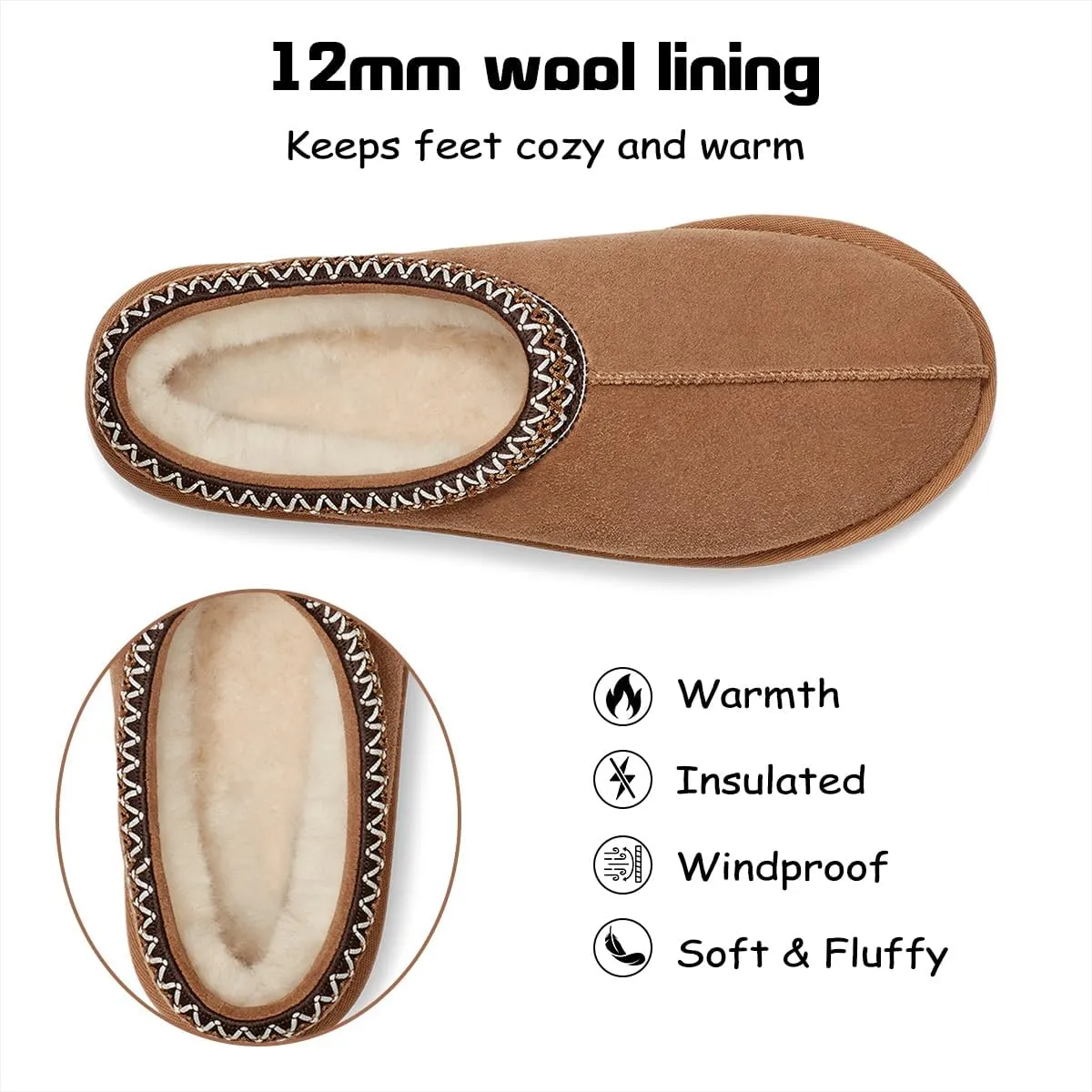 Women's Tasman Thin Platform Mini Boots Slippers Short Ankle Anti-Slip Boot Fur Fleece Lined Shoes for Indoor Outdoor