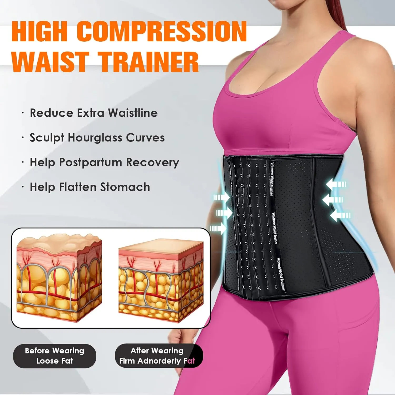 YADIFEN Corset Waist Trainer for Women, Latex Waist Cincher Workout Body Shaper Breathable Girdle Sport Belt