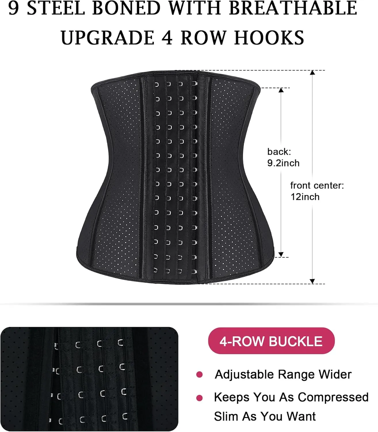 YIANNA Waist Trainer for Women Latex Underbust Waist Corsets Cincher Hourglass Body Shaper 4 Hooks