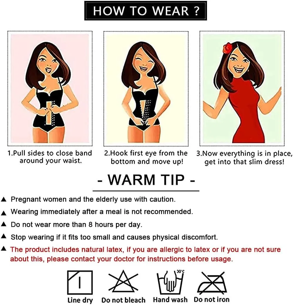 YIANNA Waist Trainer for Women Latex Underbust Waist Corsets Cincher Hourglass Body Shaper 4 Hooks
