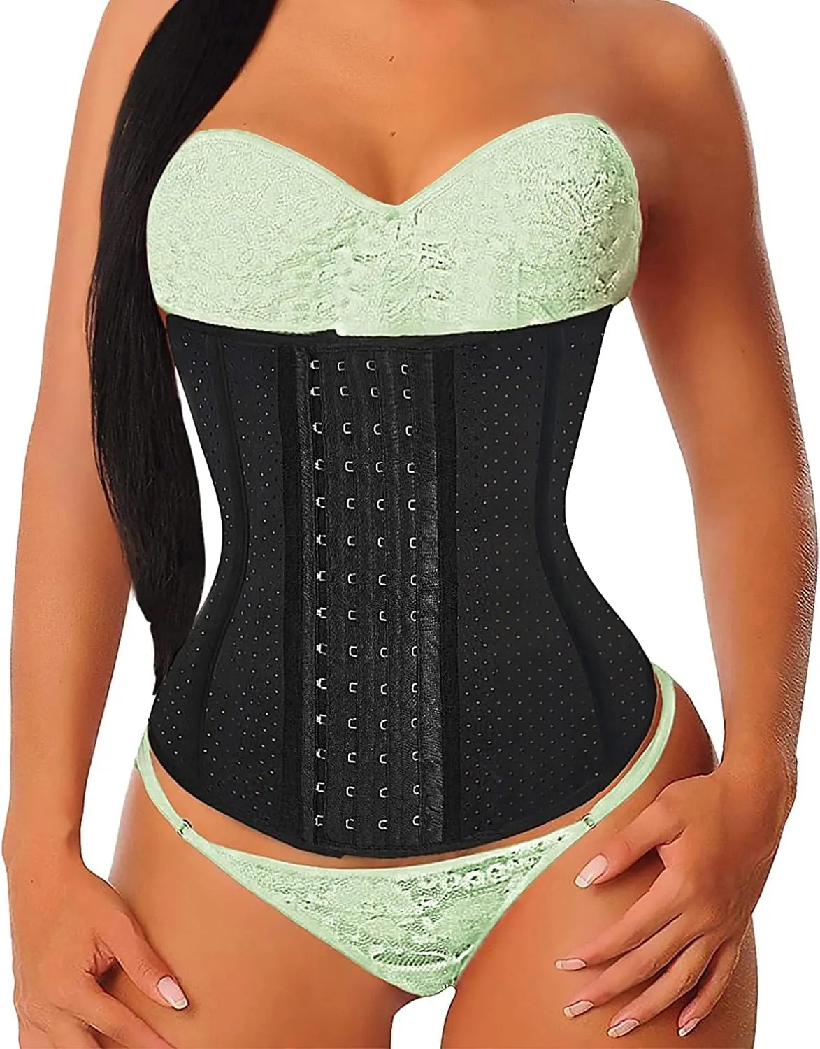 YIANNA Waist Trainer for Women Latex Underbust Waist Corsets Cincher Hourglass Body Shaper 4 Hooks