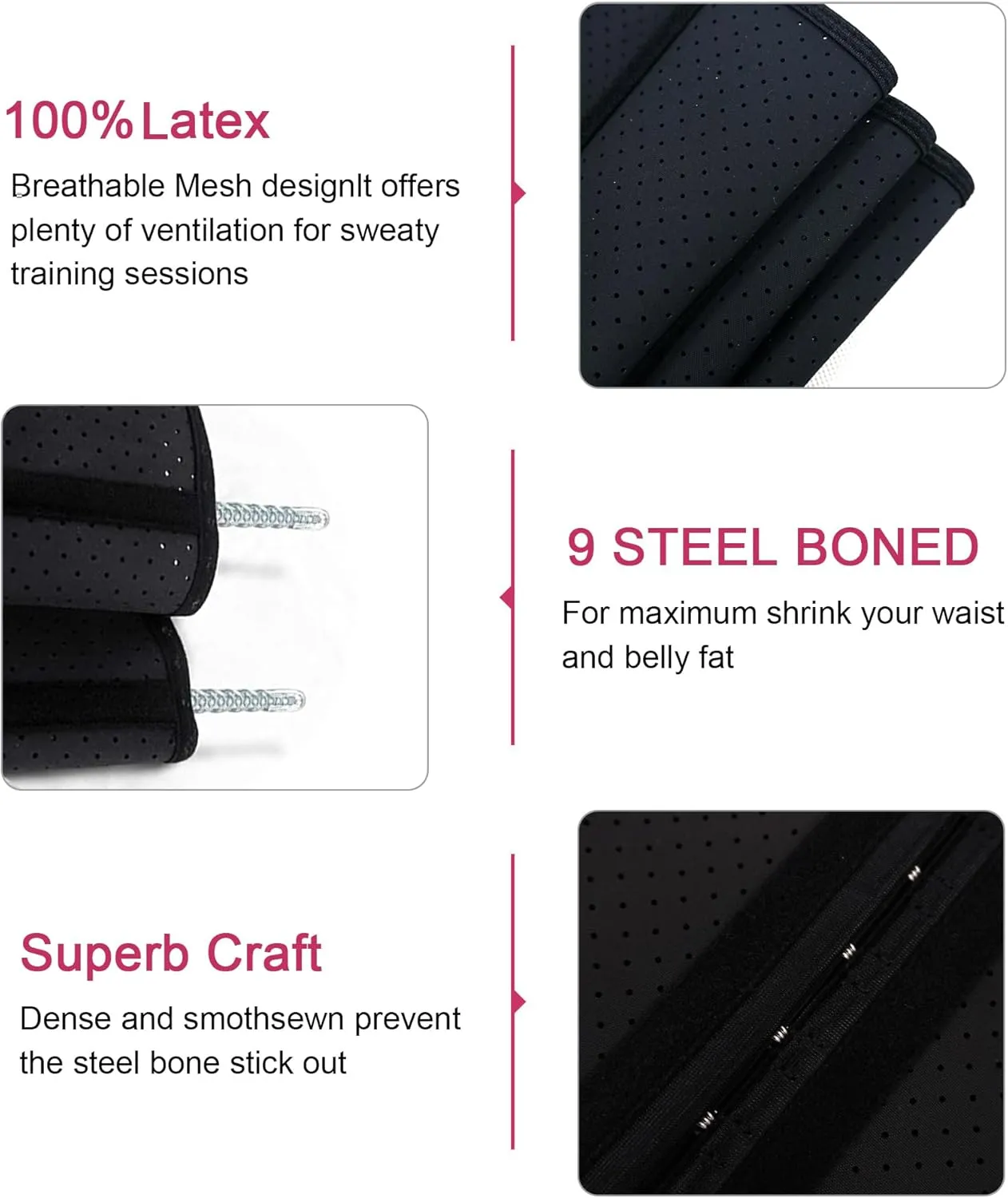 YIANNA Waist Trainer for Women Latex Underbust Waist Corsets Cincher Hourglass Body Shaper 4 Hooks