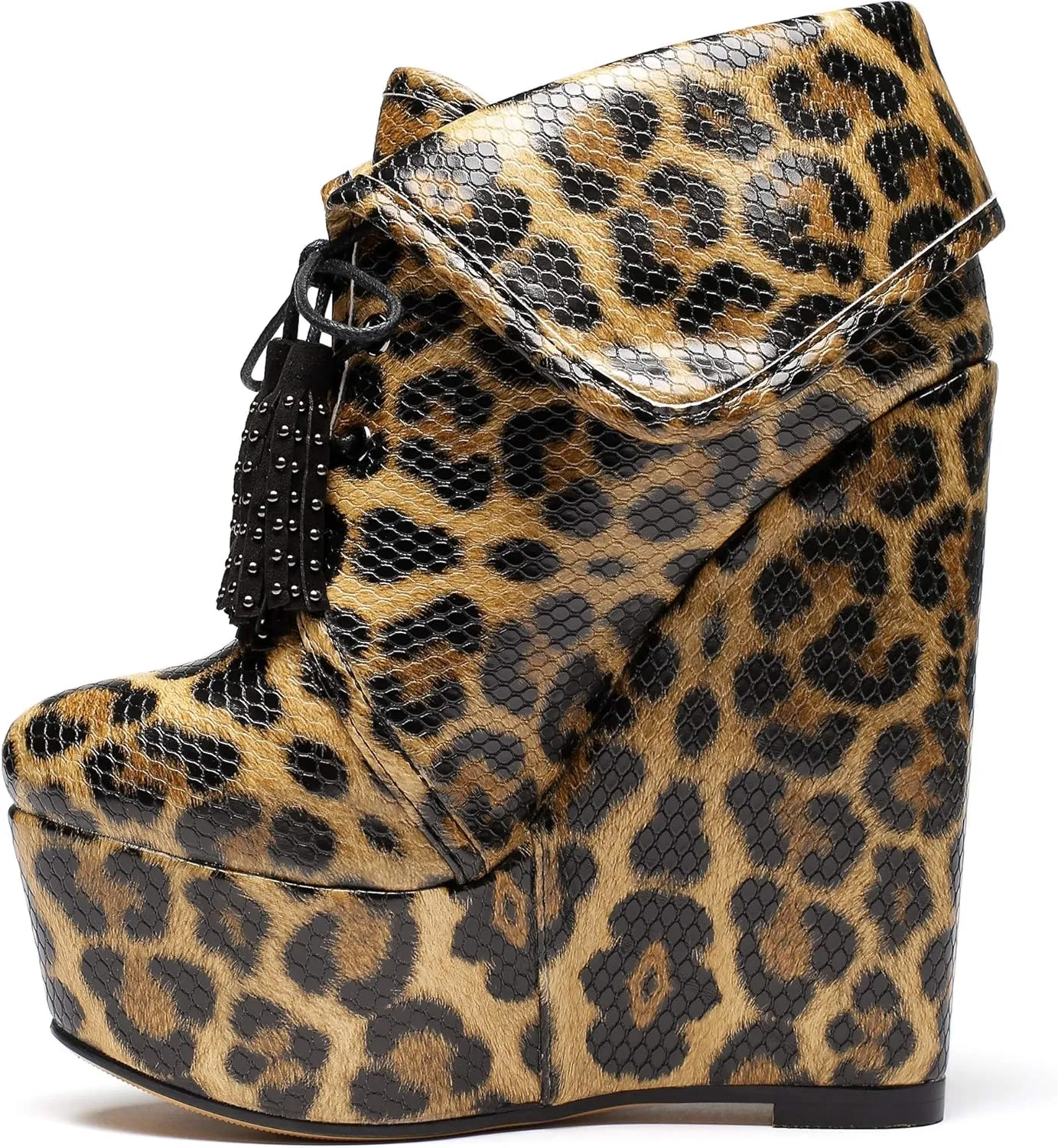 YODEKS Women's Lace Up Round Toe Wedge Boots Platform High Heel Ankle Booties Elegant Party Dress Boot