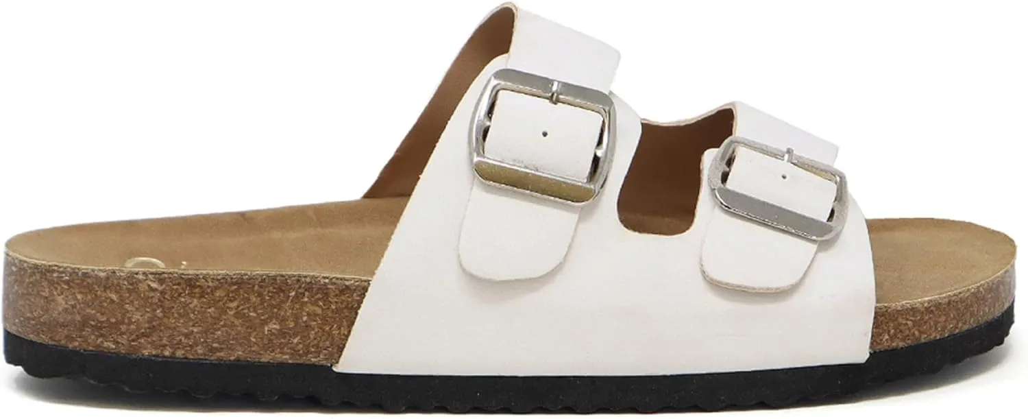 YOKI GIAN-91 Women's Slide Sandals with Adjustable Double Buckle, Flat Sandals for Women, Summer Sandals
