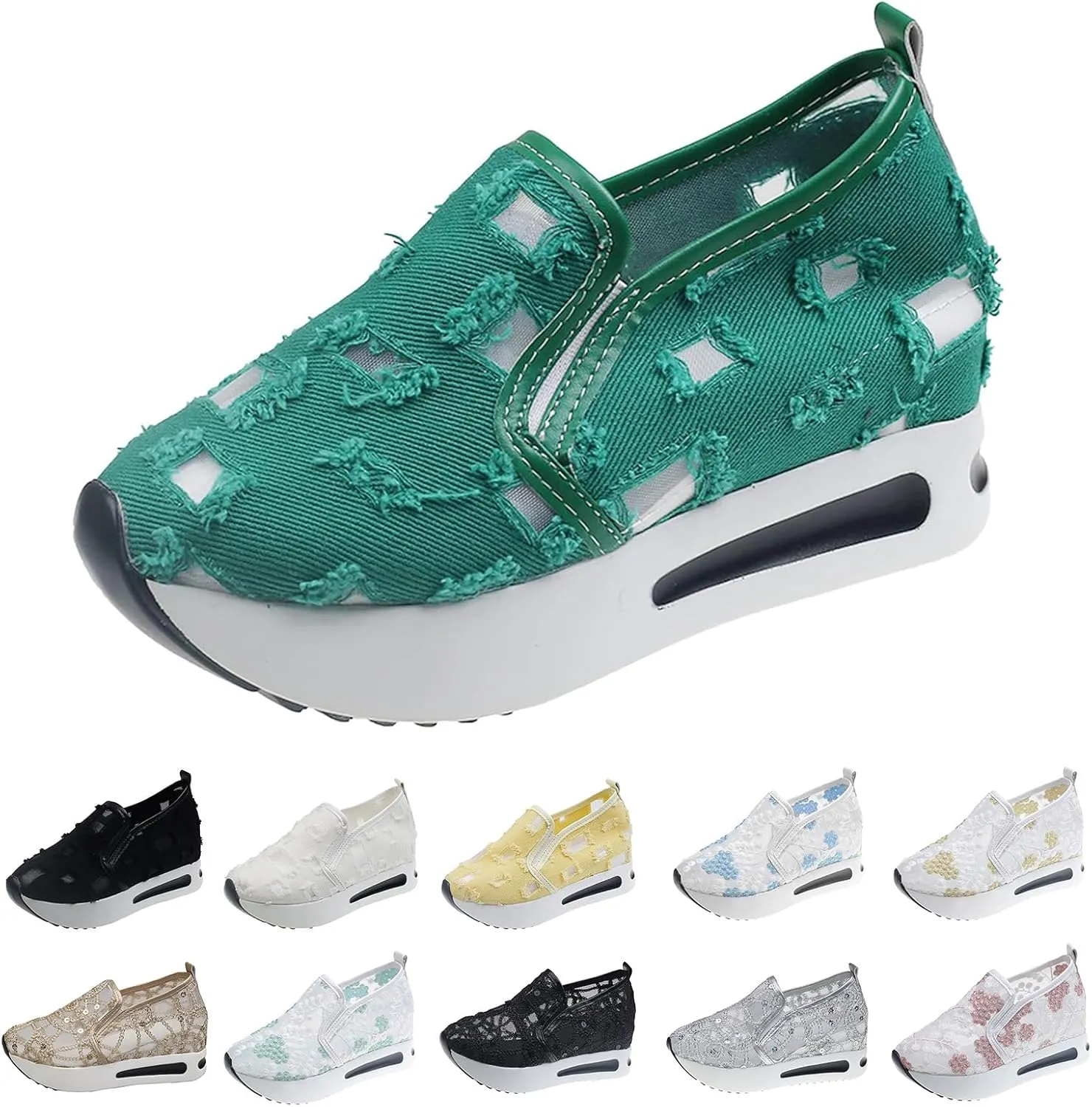 ZWRXW Women Wedges Sneakers 2025 Hollow Out Wedge Sneaker Comfortable Wedge Walking Sport Sneakers Platform Walking Shoes Fashion Bride Wedding Shoes
